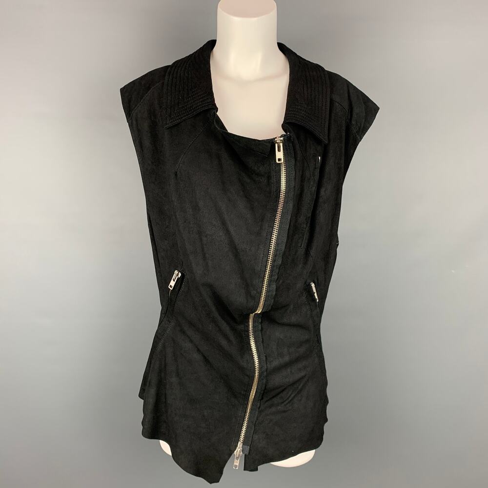 HAIDER ACKERMANN Size S Black Suede Zip Up Vest